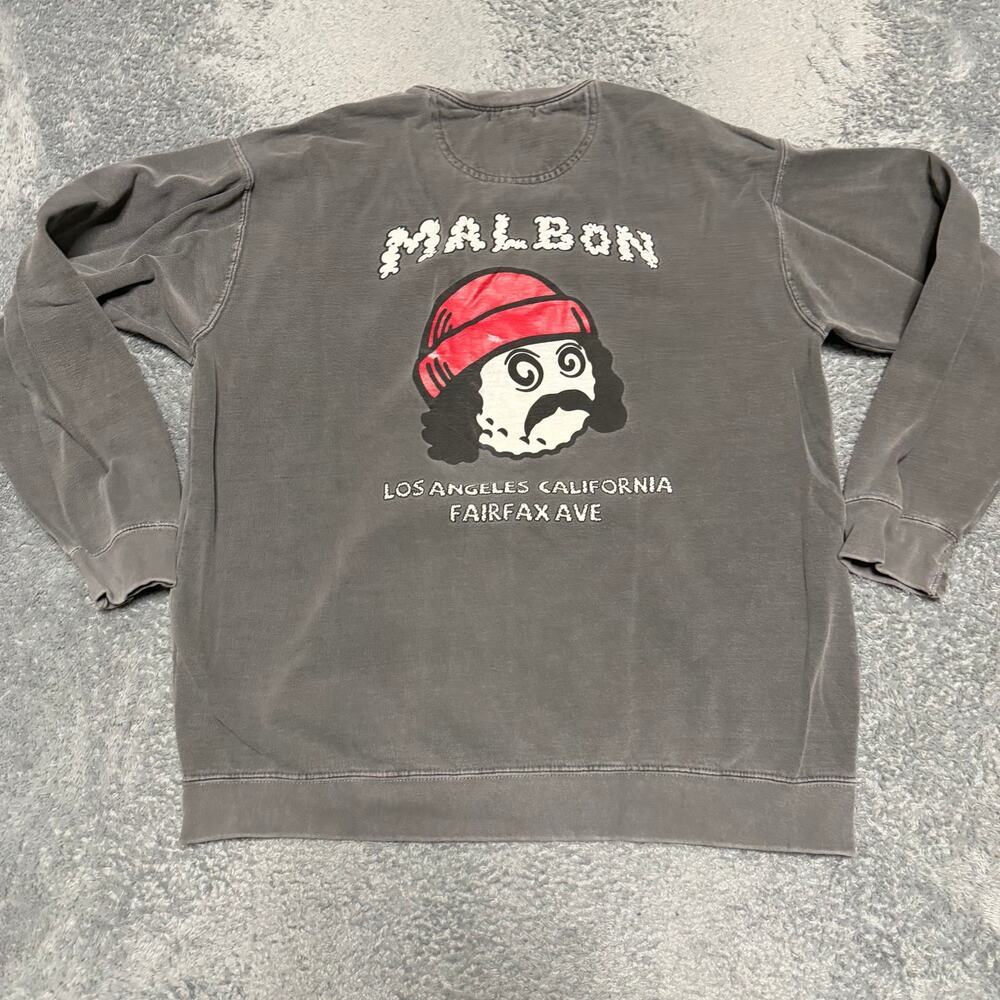 Malbon Sweatshirt Mens Large ? Gray Crewneck Distressed ****